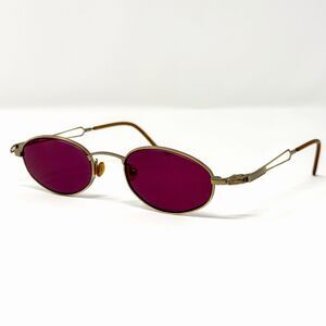 Macarius Vintage 90s Y2K Oval Pink Lens Sunglasses Gold Wire Frame